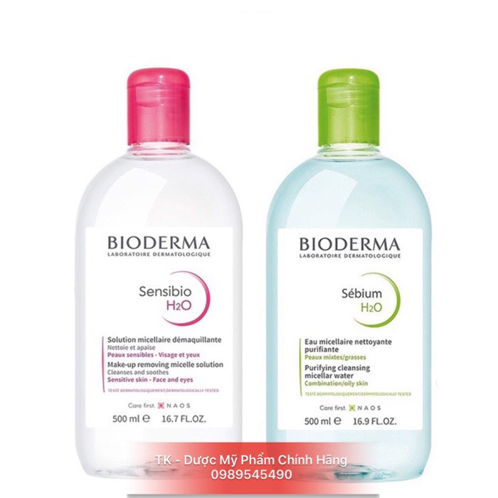Nước tẩy trang làm sạch da bioderma h2o solution / sensibio làm sạch và phục hồi da
