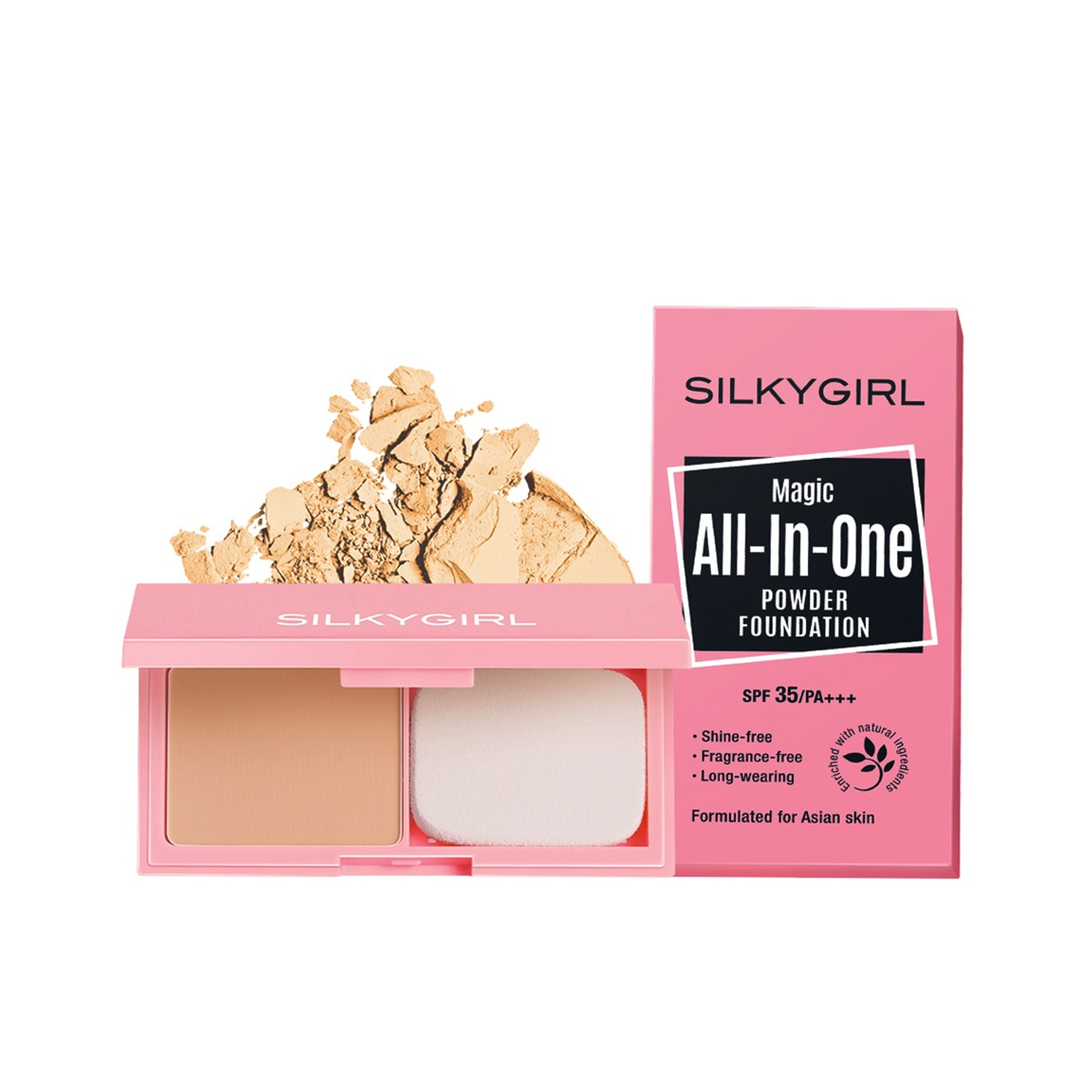 Silkygirl Silky Girl Magic All-In-One Powder Foundation Tersedia 4 Warna (01 Ivory 02 Natural Beige 03 Natural Buff 04 Medium)