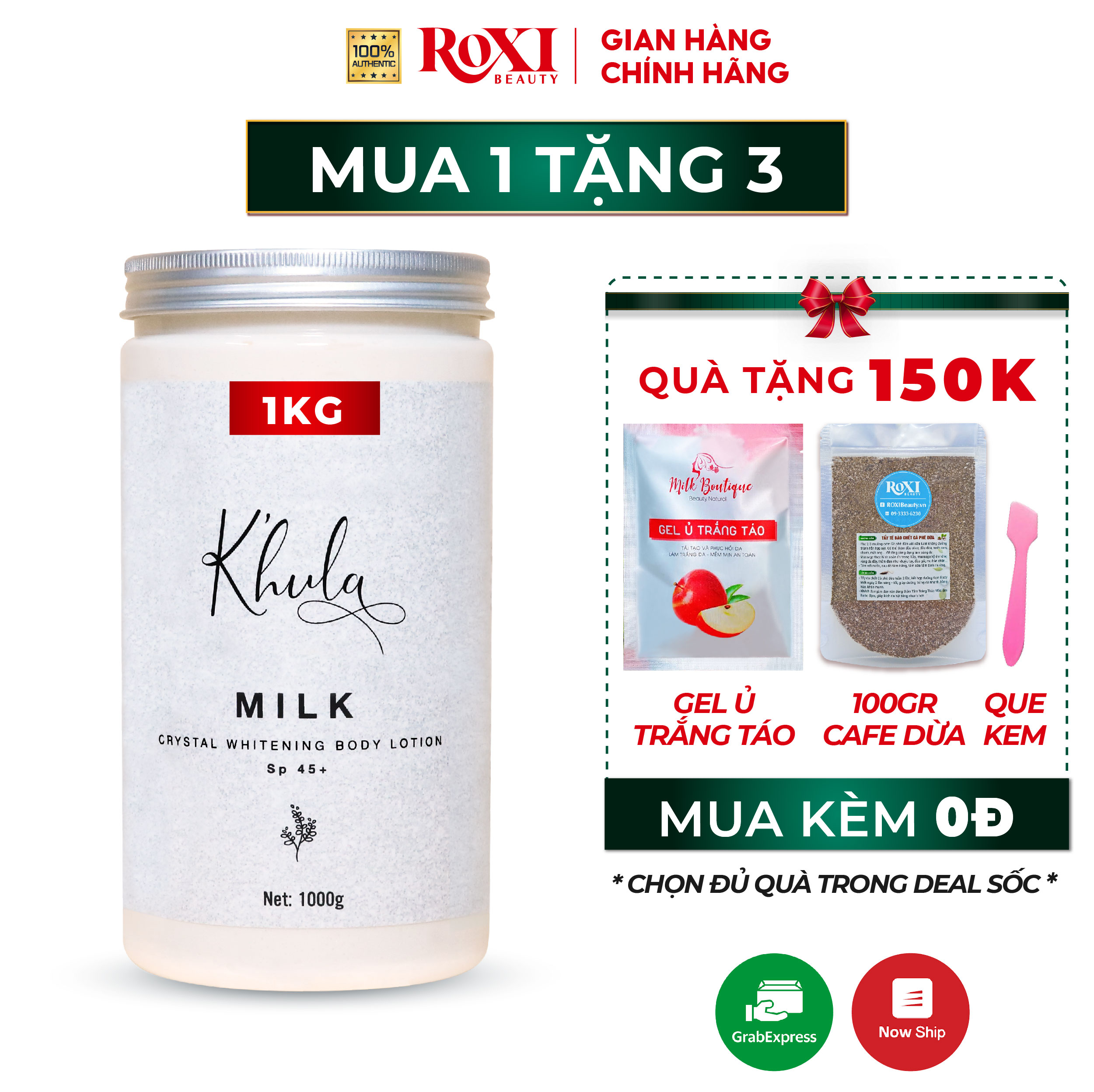 Kem body milk K'hula 1kg, kem dưỡng trắng da toàn thân giá sỉ
