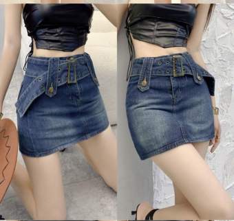 chân váy thắt lưng jean nữ, chân váy chữ A ullzang hot hiện nay