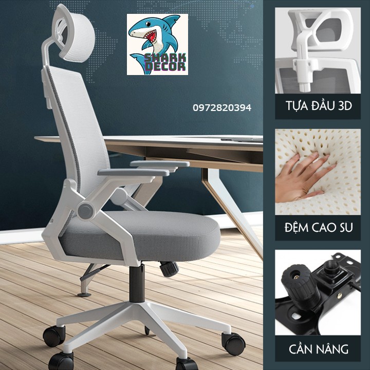 Ghế công thái học Ergonomic. Ghế văn phòng chất liệu vải lưới vô cùng thoáng khí. Ghế làm việc có tựa lưng thiết kế thông minh giúp người sử dụng lâu không bị đau lưng