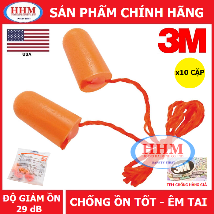 Bộ 5 cặp nút tai chống ồn 3m 1110 - có dây