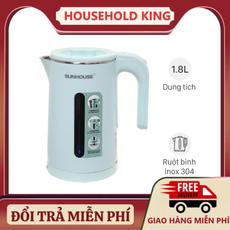 Ấm siêu tốc inox 2 lớp 1.8l sunhouse shd1351