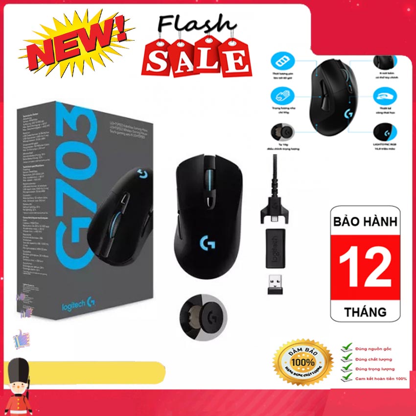 Chuột làm việc không dây logitech g703 - mouse gaming rgb led - chuột không dây cao cấp - bảo hành chính hãng
