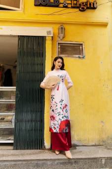 Áo Dài Truyền Thống Hồng Phấn Màu Siêu Đẹp - Xinh Lắm Nha