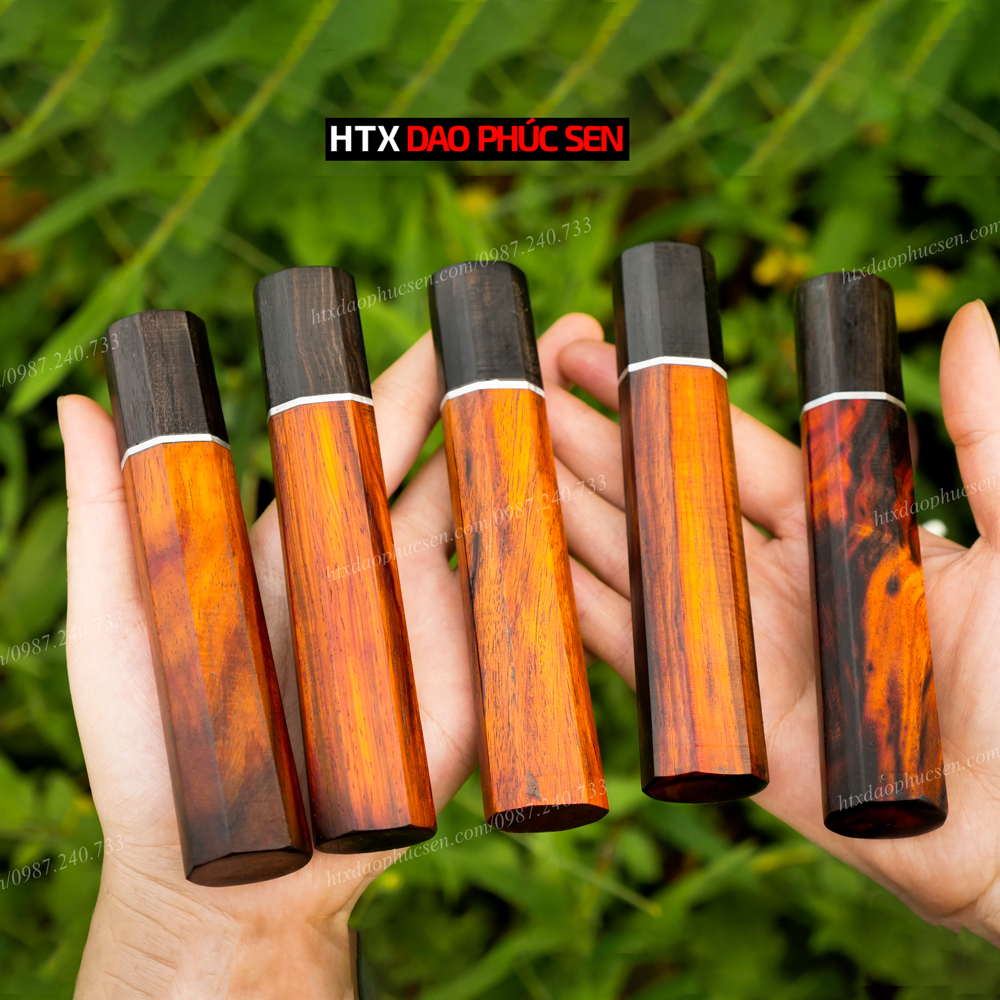 Cán dao nhật bát giác gỗ mun, trắc - cn08