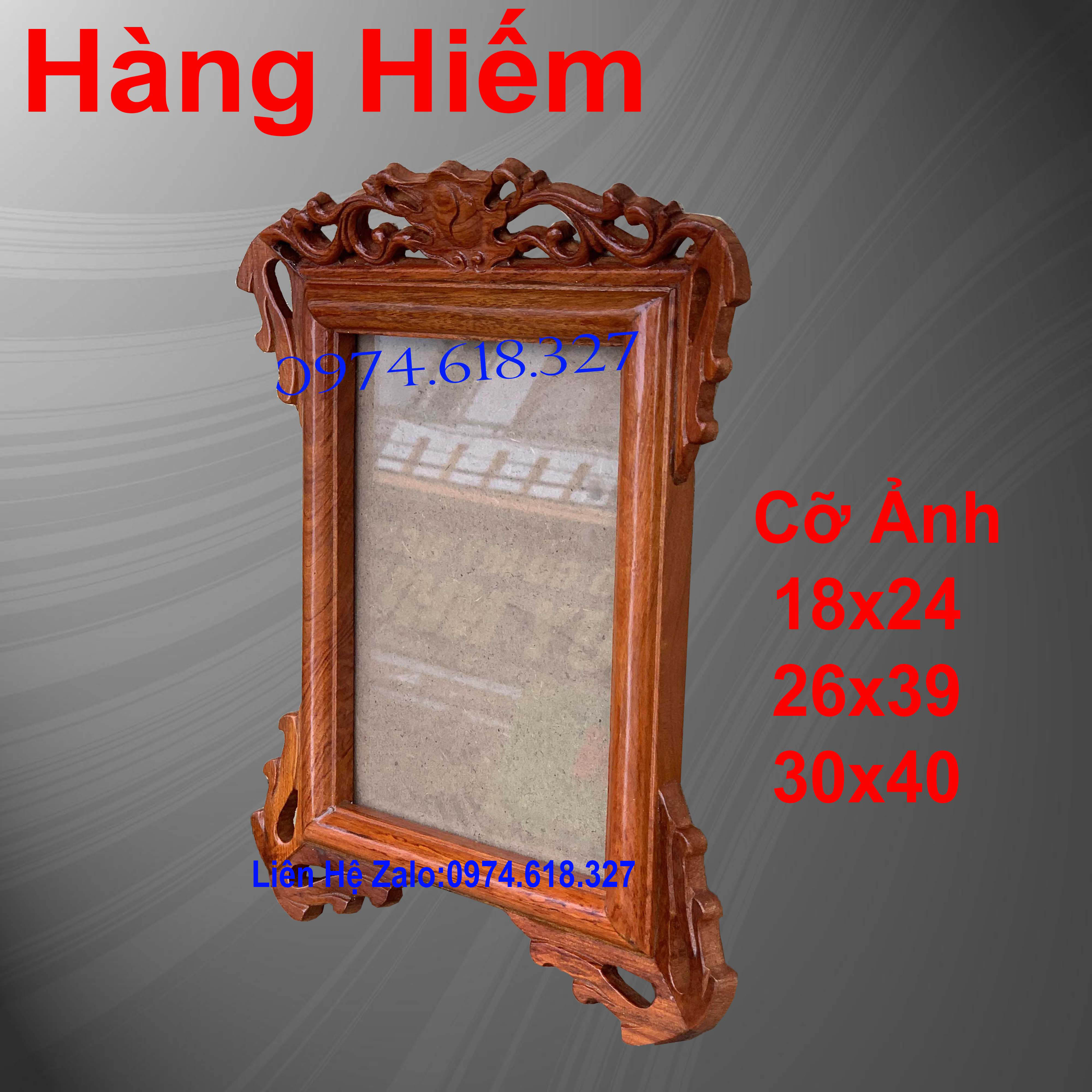 (Hàng Hiếm)Khung Treo Đơn Phòng Thờ Gia Tiên Gỗ Hương