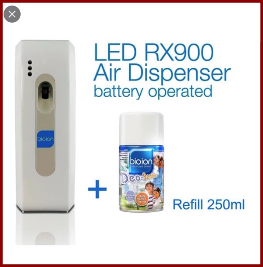 [HCM]Bình xịt khử mùi- khử trùng tự động Bioion Deo-sanitizer RX900 LED. Cảm biến ánh sáng. Combo đi kèm máy và bình.
