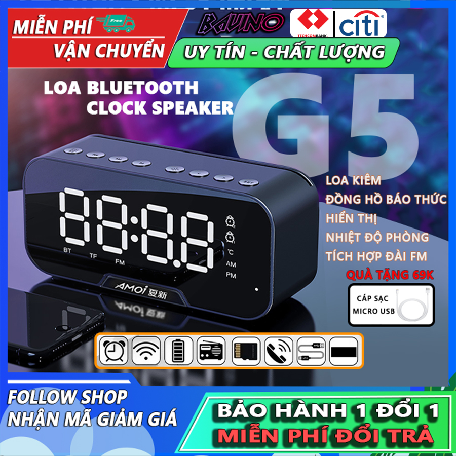 Loa bluetooth D88, loa bluetooth mini, có màn hình led hiển thị, loa kiêm đồng hồ báo thức, đo nhiệt độ phòng, mặt kính tráng gương, loa kiêm giá đỡ điện thoại, loa không dây extrabass