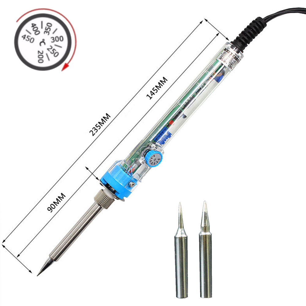 Mỏ hàn chì điều chỉnh nhiệt độ No.907 60W sửa chữa điện tử VÀ 1 đầu hàn tròn tiêu chuẩn + 1 Đầu hàn tròn đặt biệt