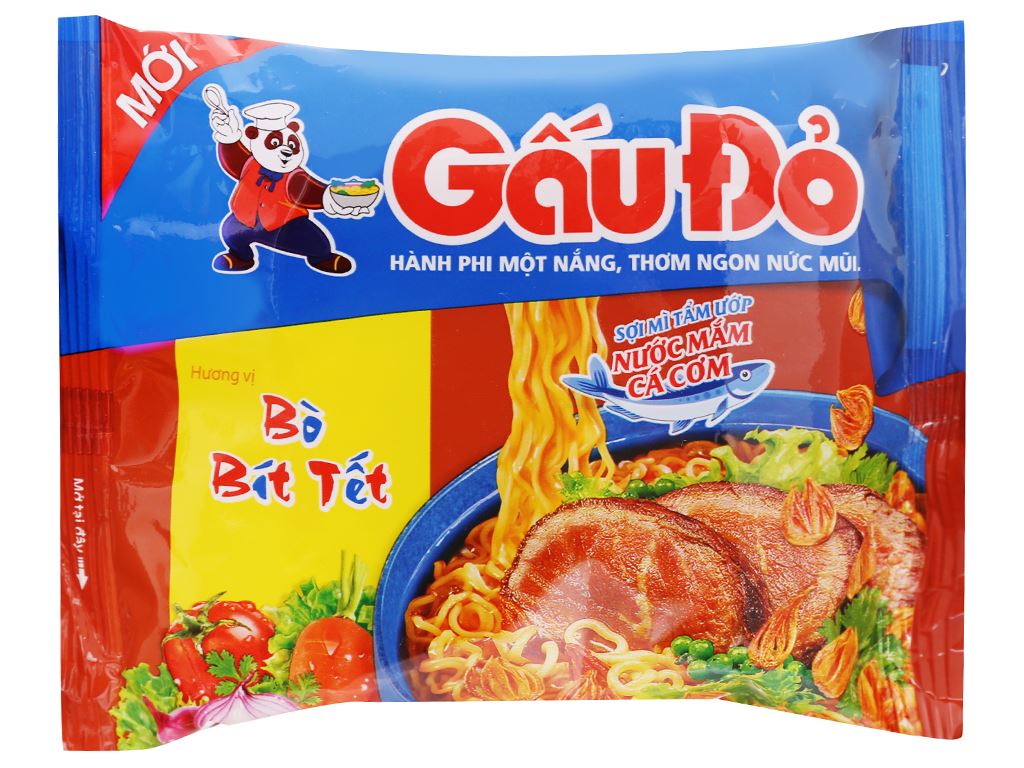 Mì gấu đỏ bò bít tết gói 63g