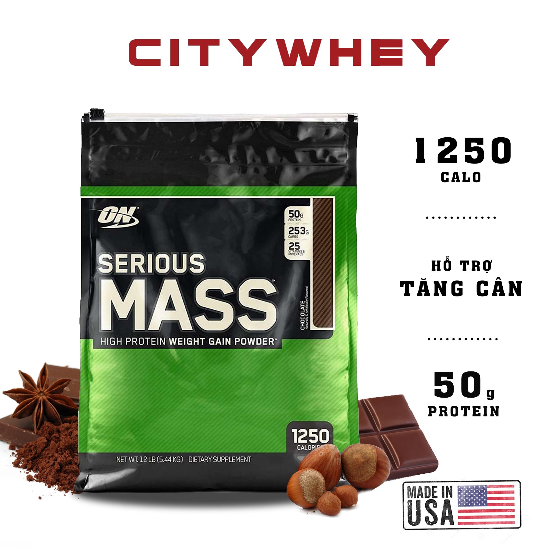 Mass gainer optimum nutrition serious mass 12lbs , sữa tăng cân tăng cơ - hàng mỹ