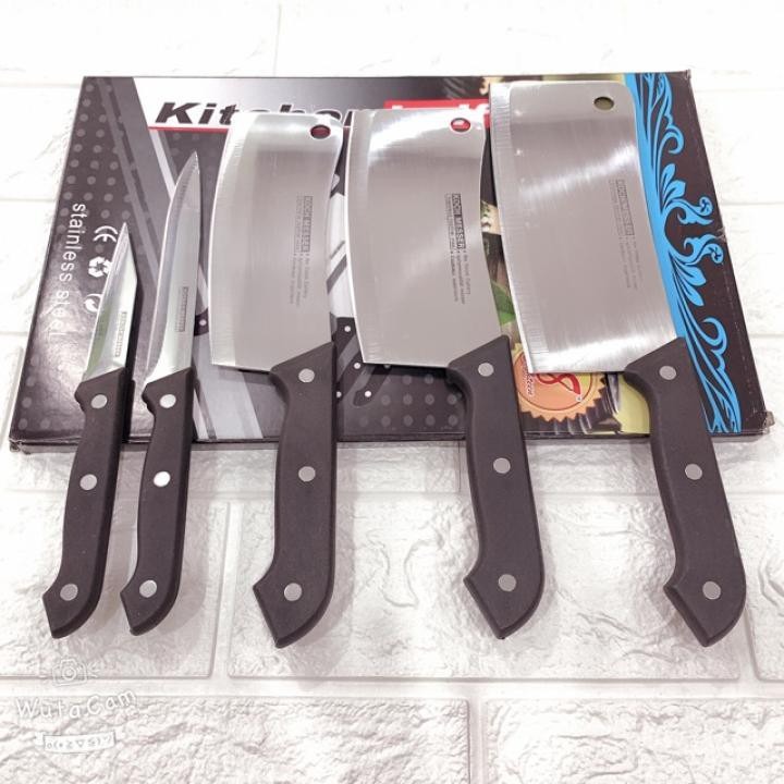[SIÊU SỐC] Bộ dao Thái Lan siêu bén gồm 5 món nhiều cỡ tiện lợi - Bộ dao nhà bếp chắc chắn made in Thailand