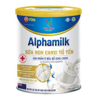 Hộp 900g – Alphamilk Sữa Non Canxi Tổ Yến Giúp Tăng Cường Miễn Dịch, bổ sung canxi mk7 tăng chiều cao cho trẻ và ngừa loãng xương cho người lớn. tốt cho tiêu hóa, tim mạch và não bộ.