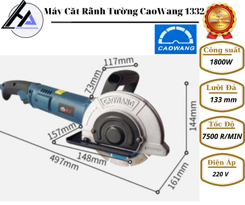 Máy cắt rãnh tường Caowang 1 lưỡi CW1332-Thi công điện nước nhanh gọn và an toàn - bảo hành 6 tháng