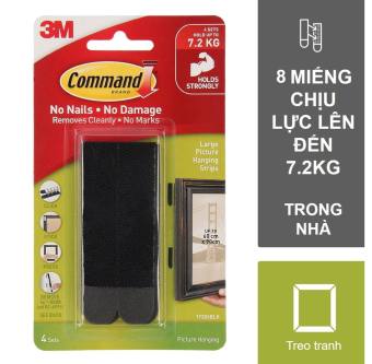 Bộ 8 Miếng dán treo tranh Command 3M tải trọng 7.2kg dễ sử dụng, độ bền cao, bám cực chắc, tháo cực dễ, không khoan đục, không bong tróc, không gây hại bề mặt 17206