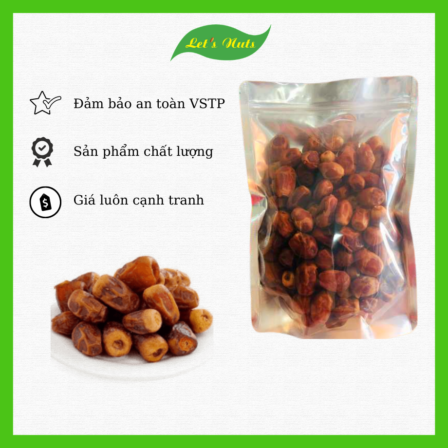 1kg chà là rời hộp sấy khô, dẻo ngon, không đường, món ăn vặt lành mạnh LETNUTS