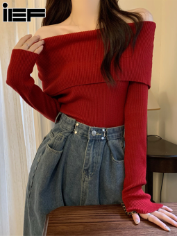 Ief Áo len phong cách lười biếng Áo sơ mi mặc trong quây gợi cảm cho nữ áo len cổ trong cho nữ