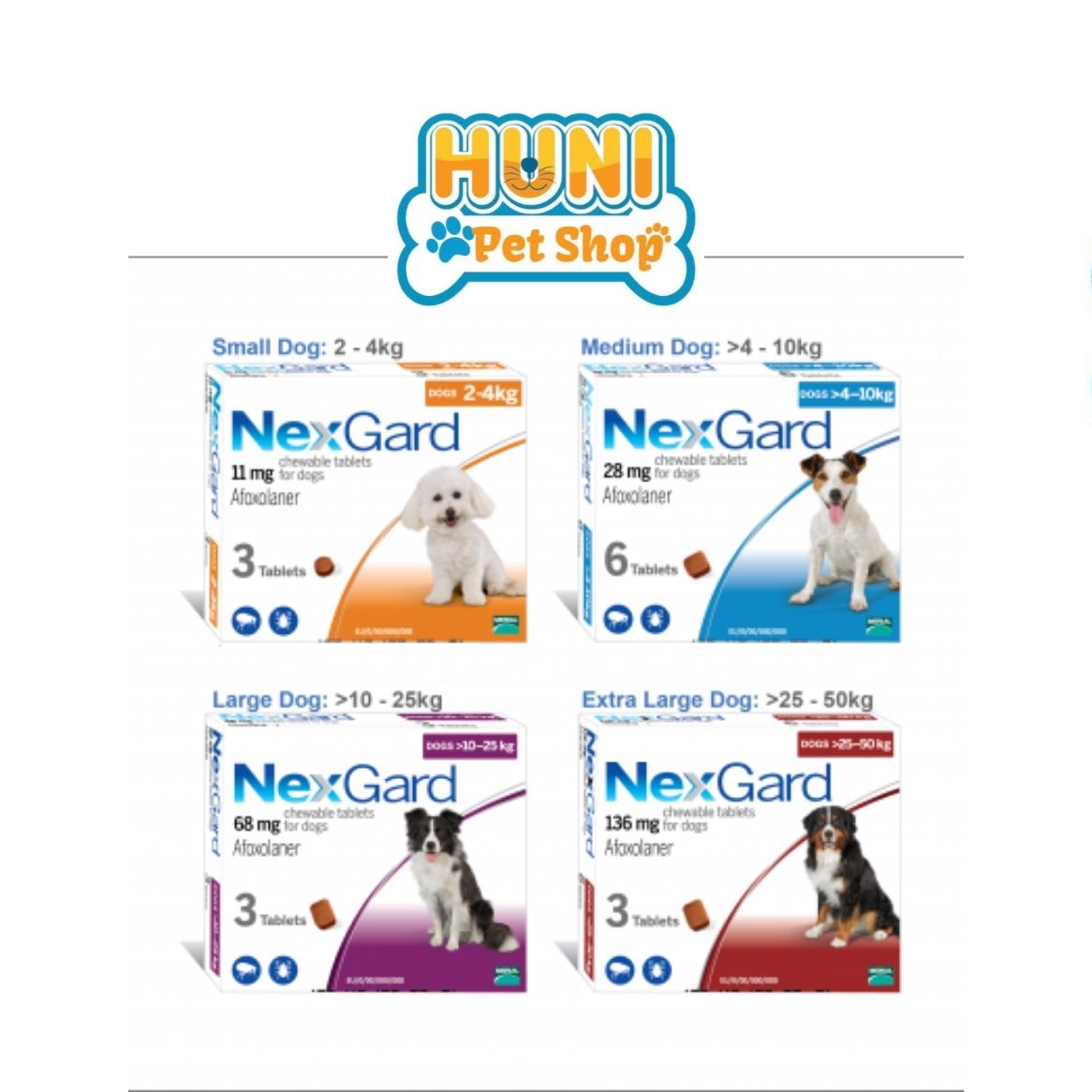 01 viên nhai Nexgard viên nhai trị ve, rận, bọ chét cho chó - Huni Petshop
