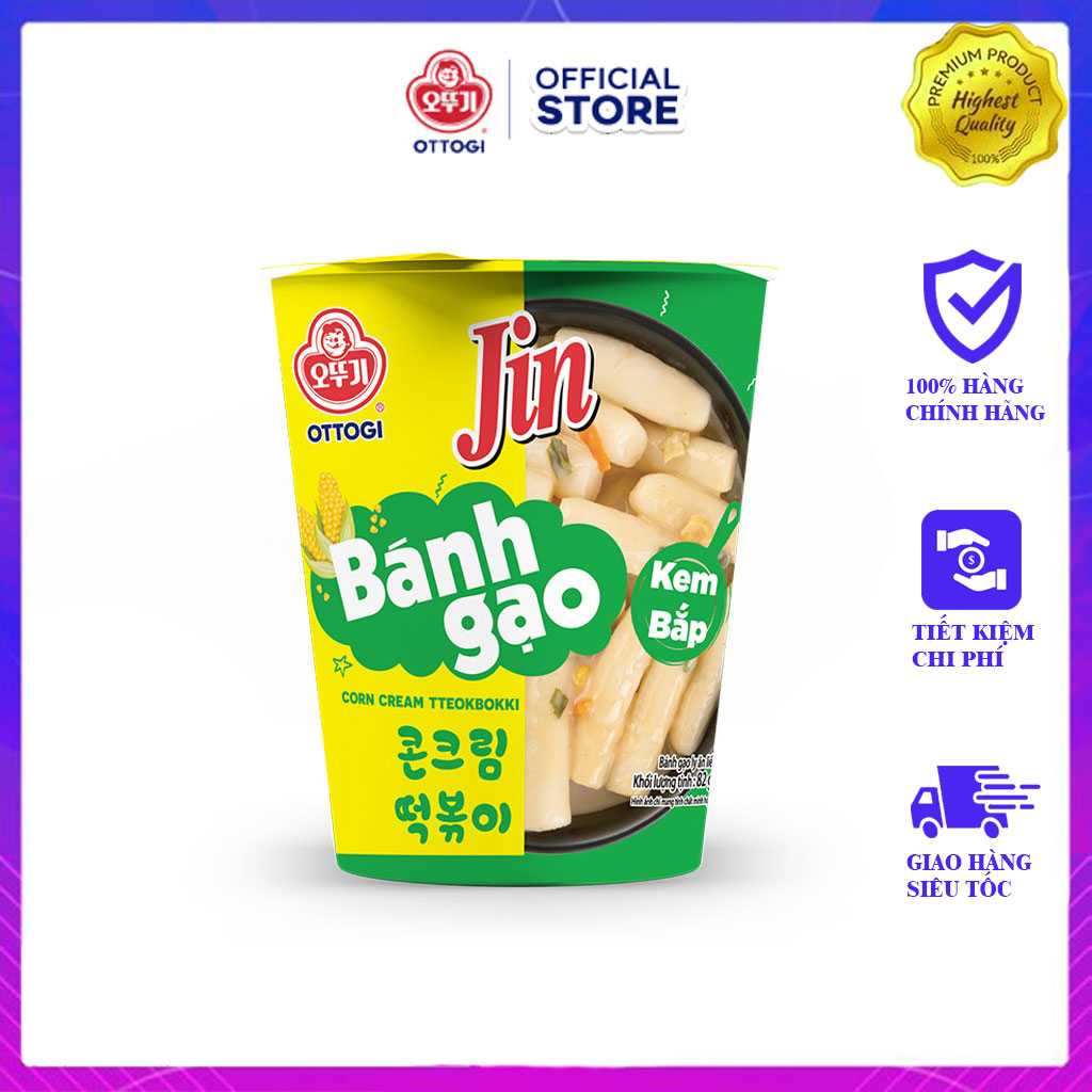 Bánh gạo Ottogi Jin kem bắp ly 82g