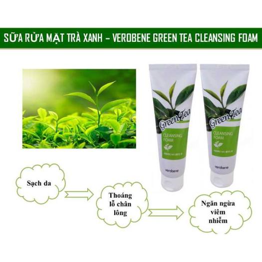 Sữa Rửa Mặt Trà Xanh Verobene Green Tea Cleansing Foam 150ml