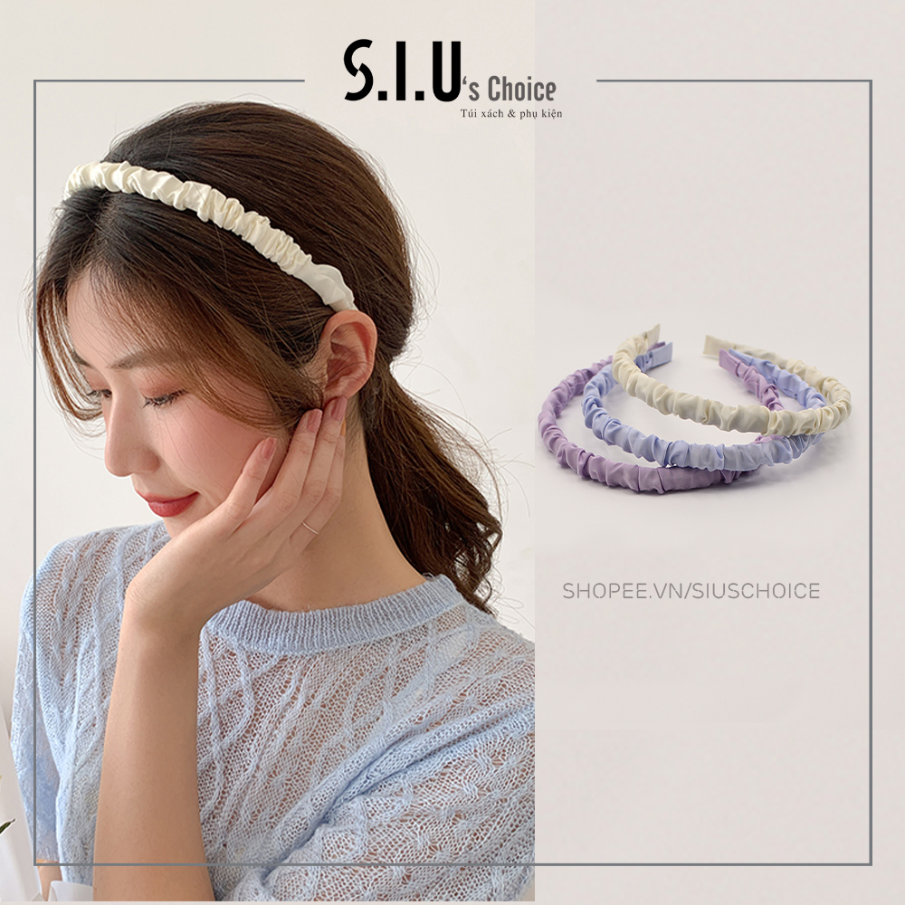 Bờm cài tóc tiểu thư nhún lụa xếp li, Băng đô cài đầu Hàn Quốc cute Siu's Choice-SIUSPK9