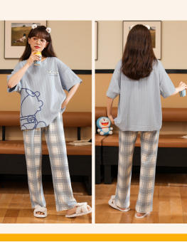 Bộ Mặc Nhà Cộc Tay,Quần Dài  Nữ, Trẻ Trung Năng Động Chất Cotton  Hàng Quảng Châu Cao Cấp (2023)