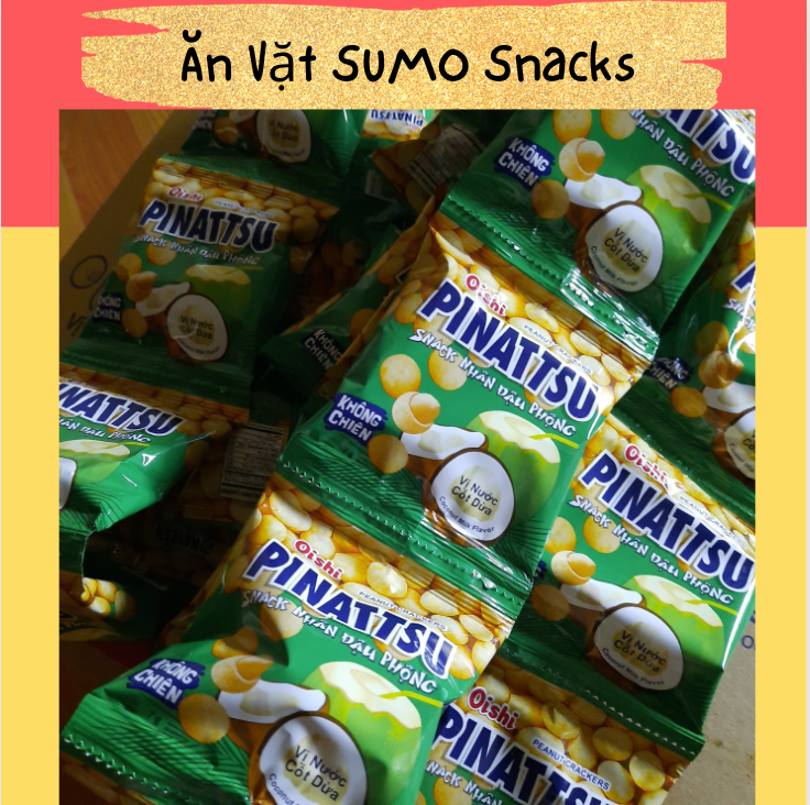 Set 10 Gói Snack Nhân Đậu Phộng Vị Nước Cốt Dừa Pinattsu Oishi 7g