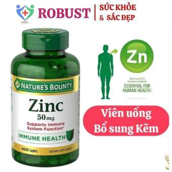 [HCM]Viên uống bổ sung kẽm Nature’s Bounty Zinc 50mg Tăng cường hệ miễn dịch Bảo vệ làn da giảm căng thẳng mệt mỏi - Hộp 400 viên Robust