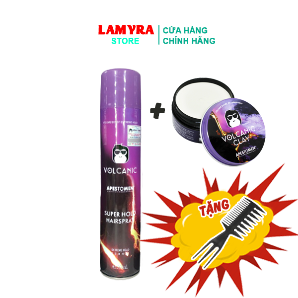 Combo gôm xịt tóc nam volcanic tạo kiểu, giữ nếp và thơm lâu lamyra