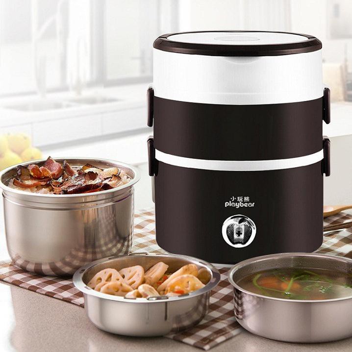Hộp cơm điện, hộp cơm giữ nhiệt, hộp cơm cắm điện 3 tầng Start - Cặp lồng giữ nhiệt mang cơm trưa dành cho dân văn phòng, nóng nhanh, gọn tiện lợi cho mọi người