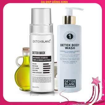 Bộ đôi mặt nạ Thải Độc Da Mặt 150ml Và tắm trắng thải độc da Body 300ml Detox BlanC
