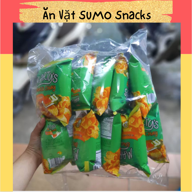 Bịch 10 gói Bim Bim Snack Chay Vị Da Heo Oishi 14 16g-Ăn Vặt Sumo Snack