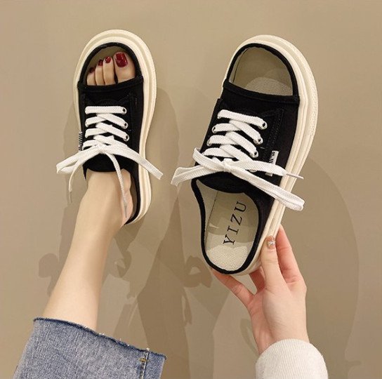 Dép sục, giày sục nữ thể thao hở mũi chất canvas cute đế nhẹ mới nhất 2022