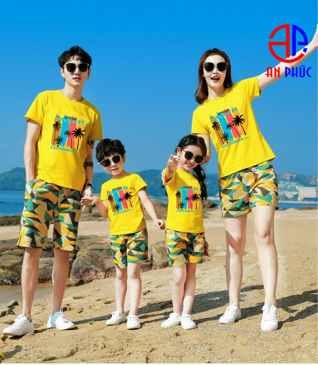 Set Áo và Quần gia đình 3 4 5 người đồng phục NHÓM Đi Biển Đủ Size từ 7kg đến 100kg