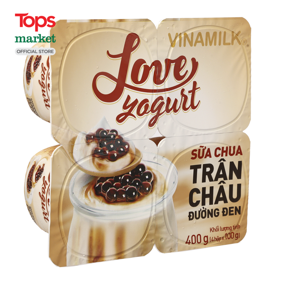 Lốc 4 Hộp Sữa Chua Vinamilk Love Yogurt Trân Châu Đường Đen 100G