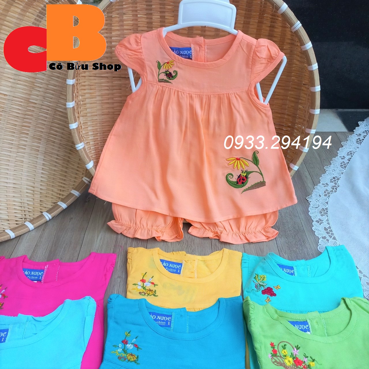 Bộ tole cho bé quần đùi thương hiệu Bảo Ngọc cho bé gái size từ 5 đến 26kg