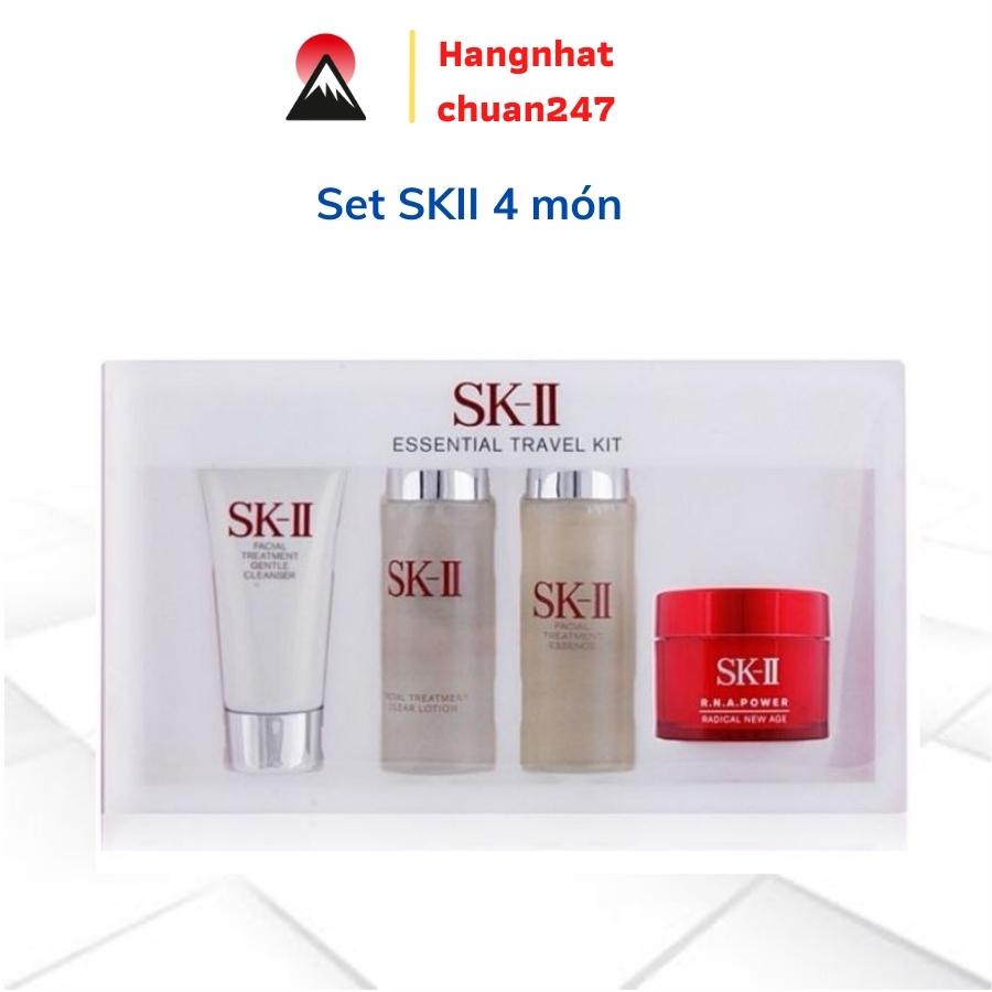 Set 4 món SKII mini Nhật Bản set sk2 gồm bốn món sữa rửa mặt nước hoa hồng nước thần và kem dưỡng
