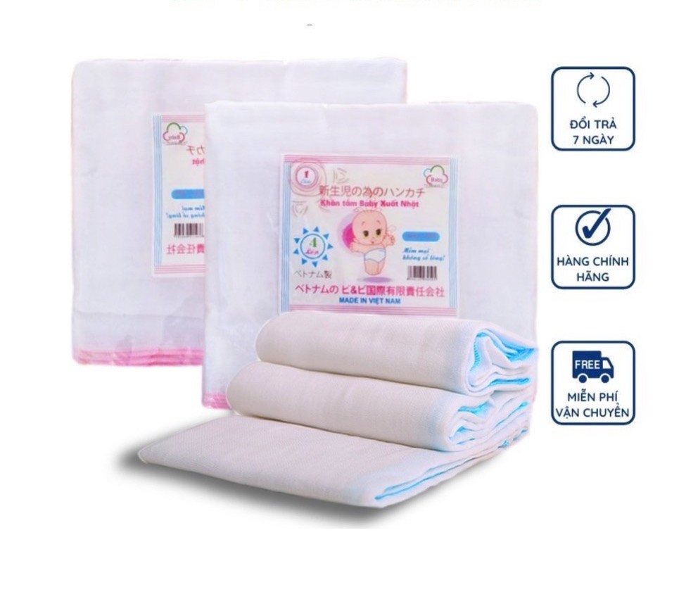 Khăn Tắm 4 Lớp Xô Trắng Xuất Nhật Cao Cấp Khổ Rộng