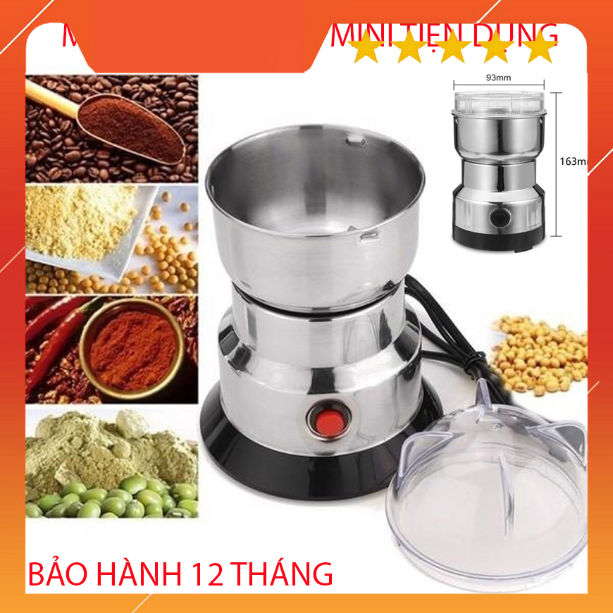 Máy xay Mini - Máy xay bột khô cầm tay - Máy xay ngũ cốc, gạo , hành tỏi ớt khô - Máy nghiền đa năng inox tiện lợi