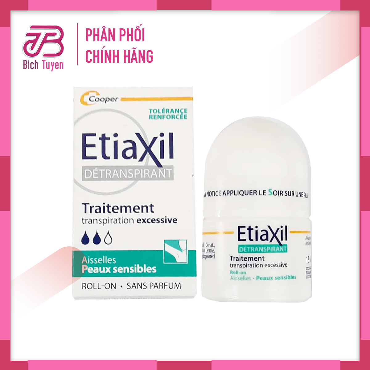 Lăn Khử Mùi ETIAXIL Dành Cho Da Nhạy Cảm Aisselles Sensibles 15ml - Nhãn Xanh Cho Da Nhạy Cảm 15ml -