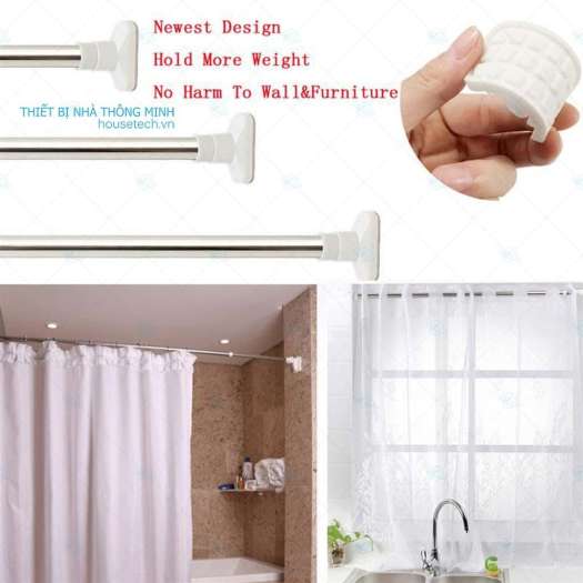 thanh treo rèm không cần khoan 3m | thanh treo quần áo thông minh .