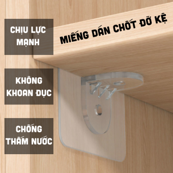 Miếng Dán Chốt Đỡ Kệ Cao Cấp, Ke Góc Chữ L Đỡ Kệ Gỗ Treo Tường, Đợt Tủ, Khung Tranh - Không Cần Khoan Đục