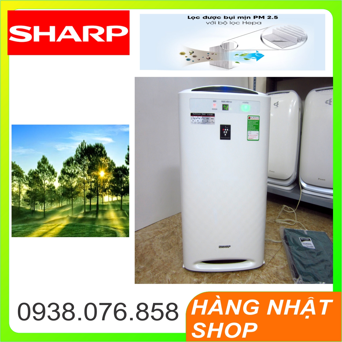Máy lọc không khí nội địa Sharp KC-F50-W bù ẩm inverter tạo ion khử mùi