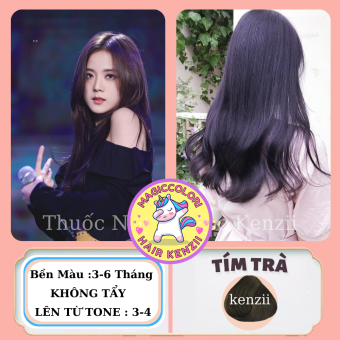 Thuốc Nhuộm Tóc Màu TÍM TRÀ Không Tẩy Tặng Kèm Oxi Trợ Nhuộm | Thuốc Nhuộm Tóc Tại Nhà KENZII
