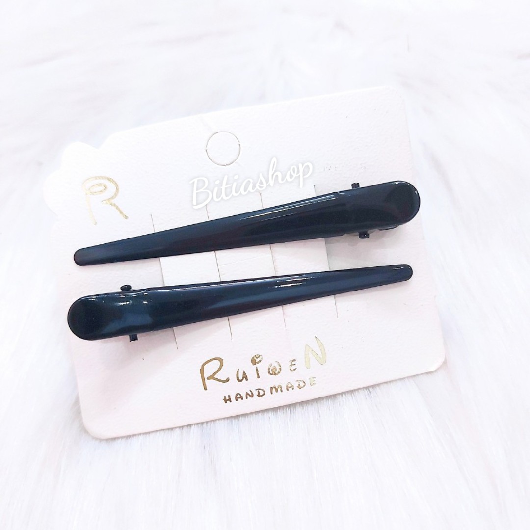 Set 2 kẹp tóc mỏ vịt đen bóng cố định tóc