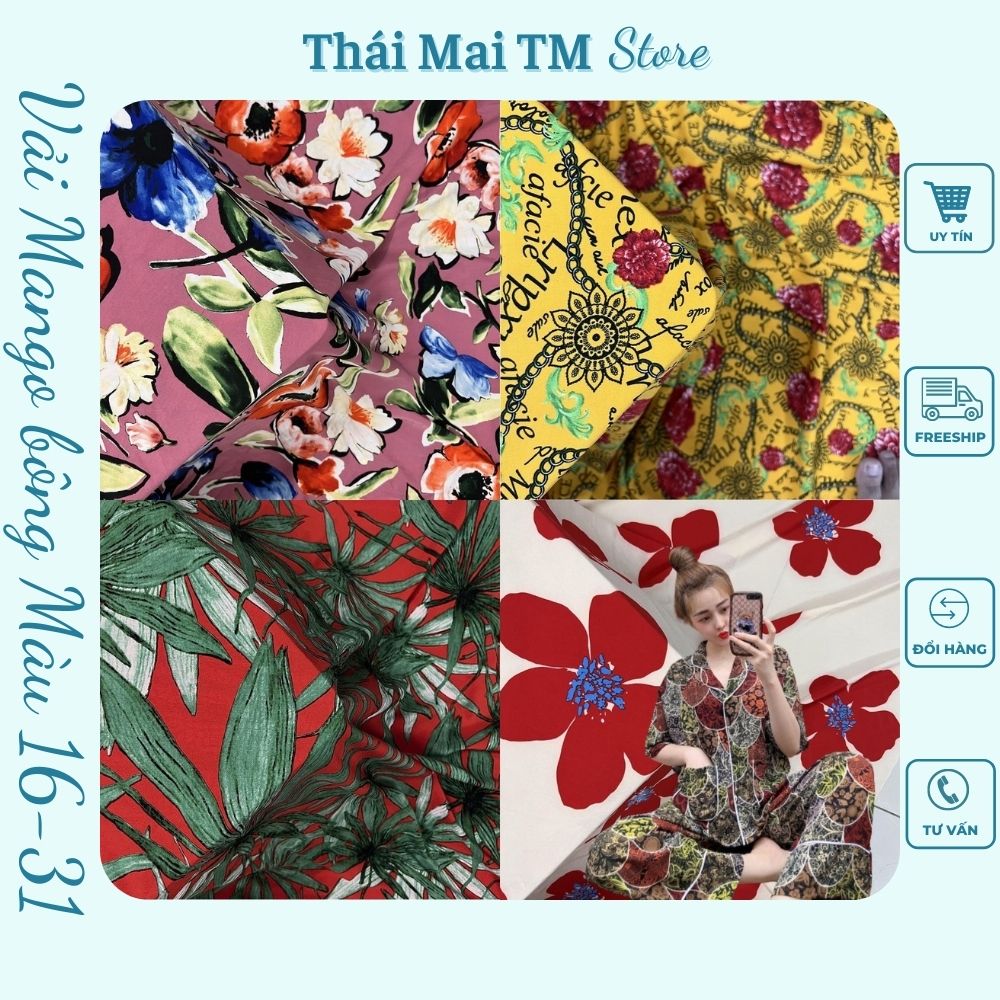 Vải mango họa tiết đẹp (mẫu 16 - 31),May đồ bộ cực mát,TháiMaiTM
