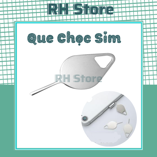 Que chọc sim, Que Chọc Sim Điện Thoại, Máy Tính Bảng Inox không gỉ,dụng cụ lấy khay sim móc chìa khóa kim loại, có móc treocho mọi điện thoại