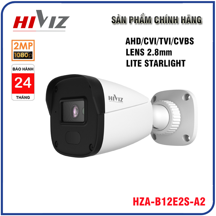 Camera quan sát hiviz pro 2.0mp ahd/cvi/tvi/cvbs than 2.8mm, lite starlight | dome 3.6mm - bh 24 tháng