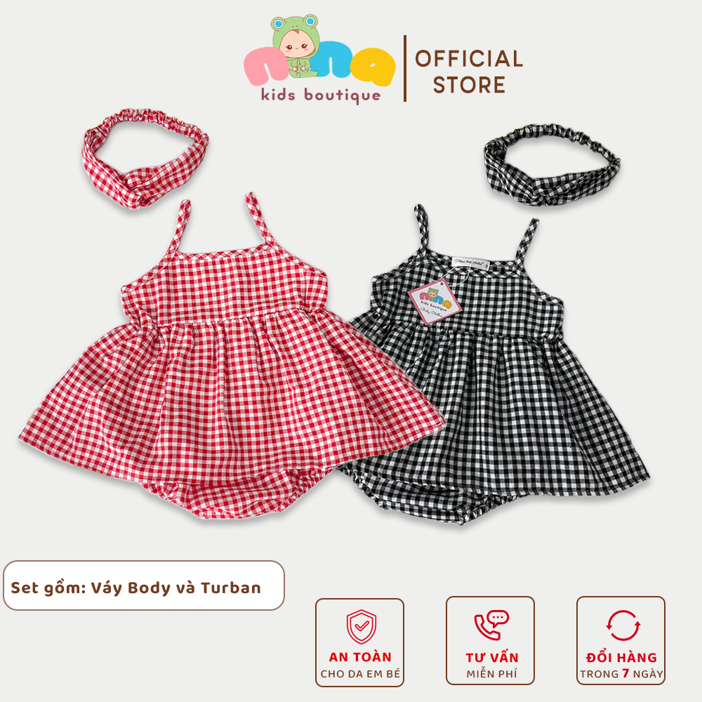 Đầm sơ sinh bé gái đầy tháng thôi nôi Nina Kids Body váy cho bé 0 24 tháng Tặng kèm băng đô